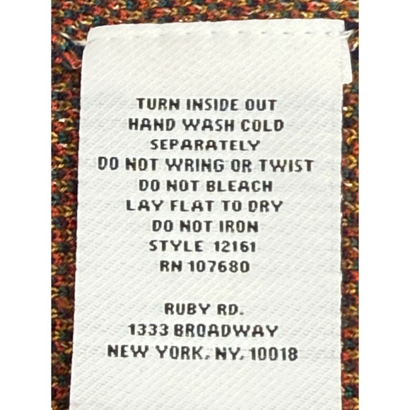 Ruby Rd Womens Paisley Knit Tunic Top Orange Teal Fringe Hem 3/4 Sleeve Sz S - Picture 10 of 10